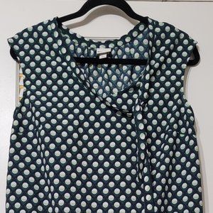 Green and black polka dot blouse Merona Size L